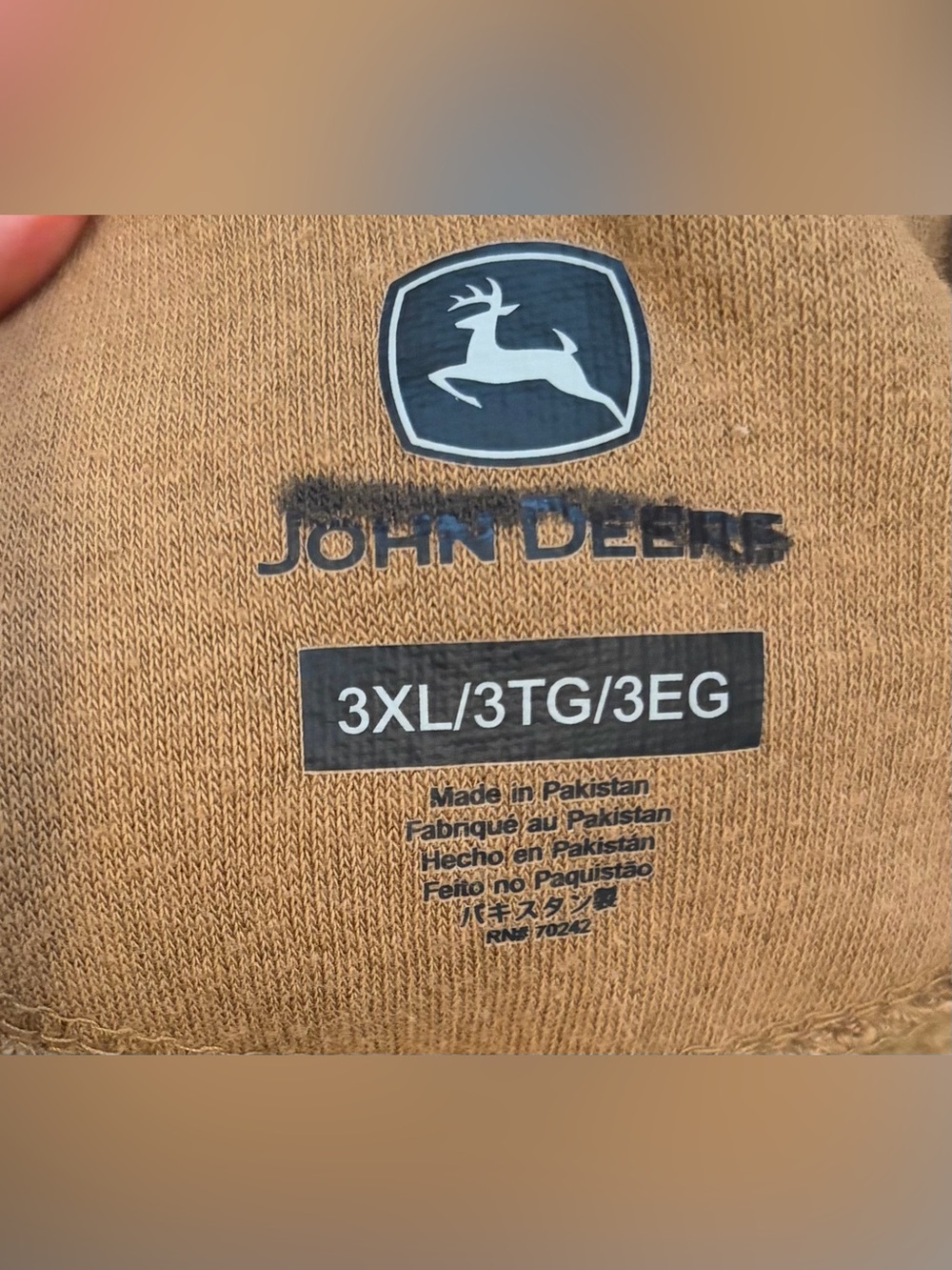 John Deere Coyote Brown Tractor Flag Graphic Hoodie Mens 3XL Pullover - Picture 2 of 9